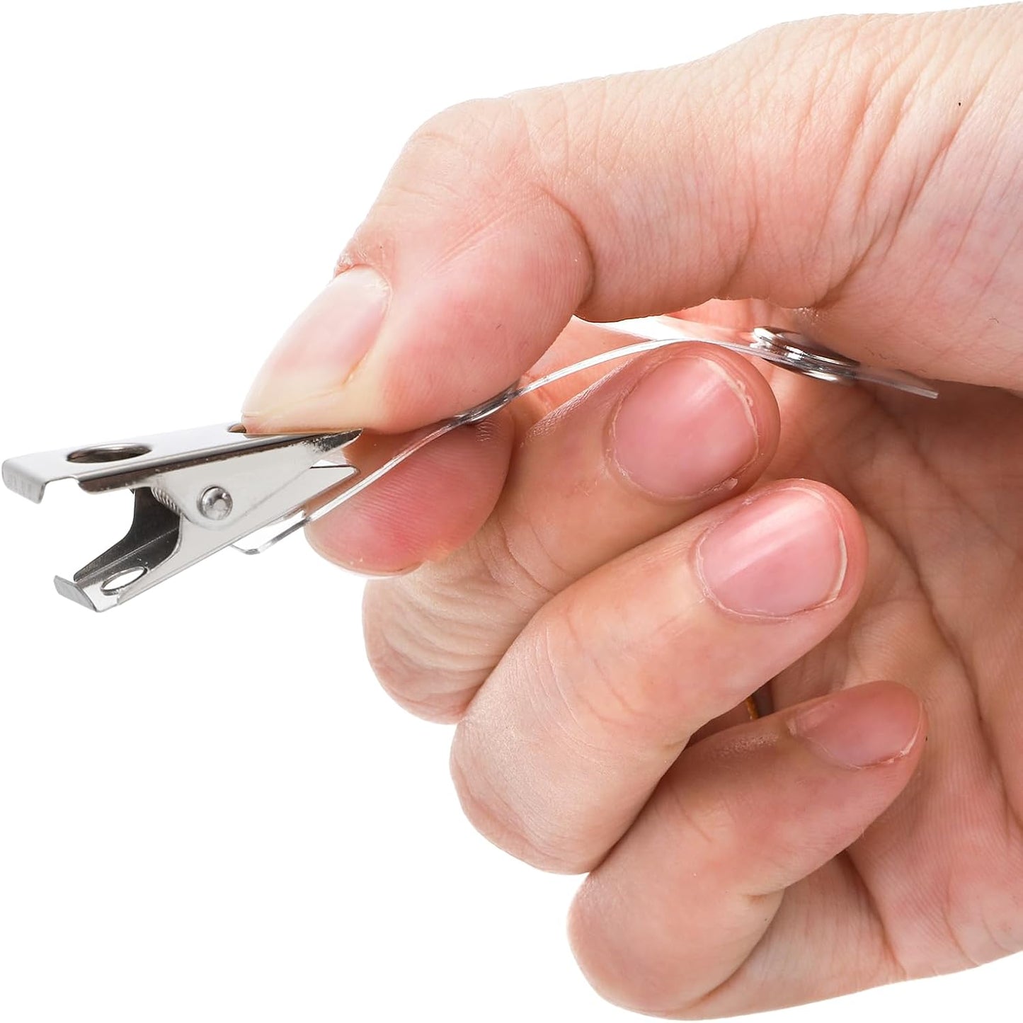 WUWEOT 300 Pack Metal ID Badge Clips, Double Hole Alligator Strap With Clear PVC Straps for Name Tags, Cards and Cage Badge Holders, Office Supplies