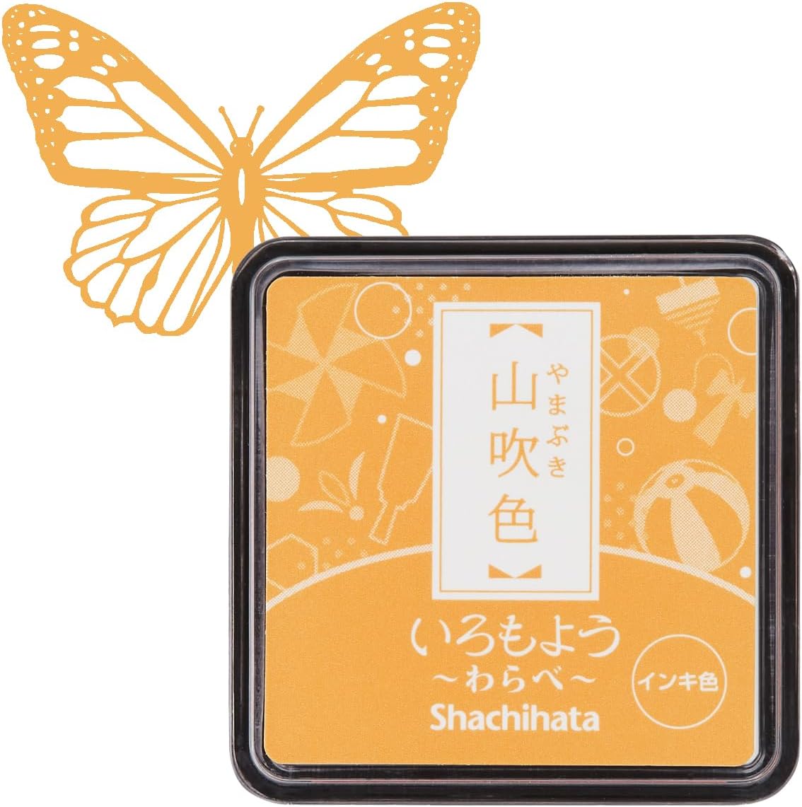 IROMOYO WARABE Stamp PAD, Small Traditional Japanese Ink Colour, Oil-Based Ink pad - Chrome Yellow