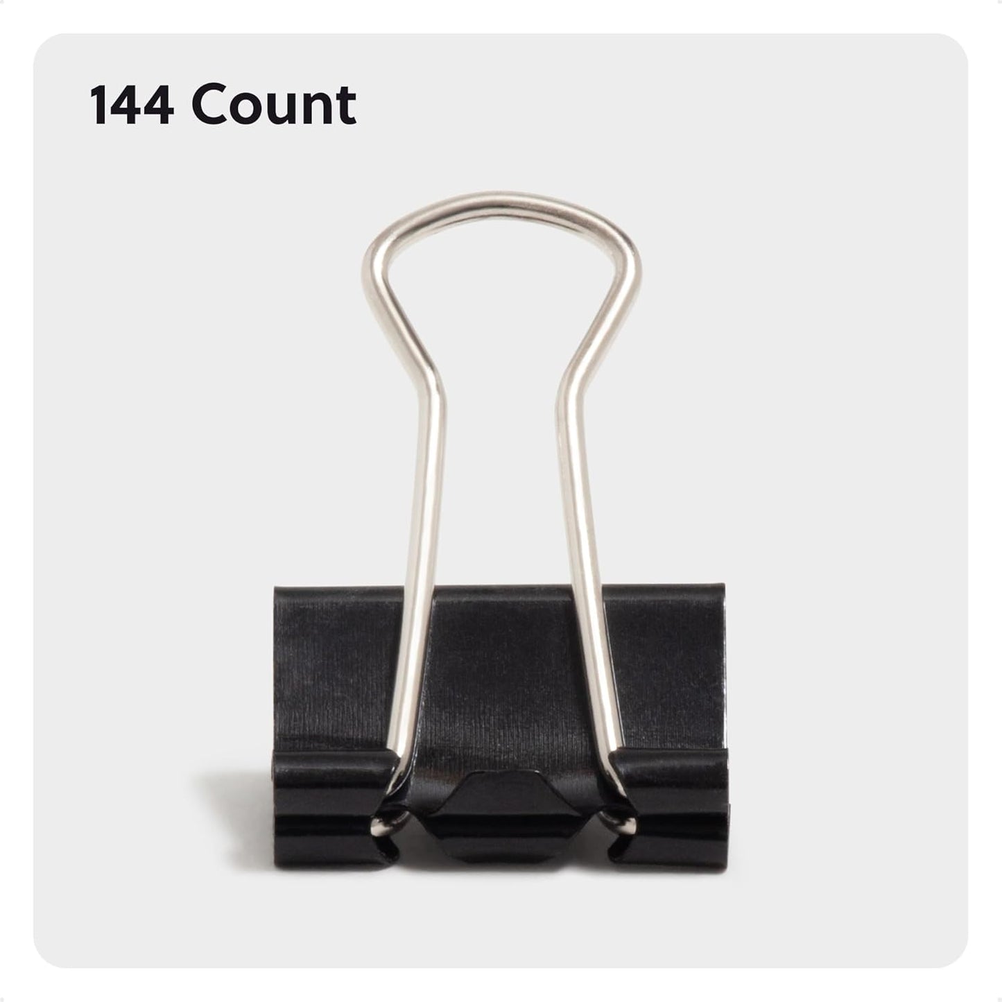 U Brands Binder Clips, Small 3/4-Inch Width, 1/3-Inch Paper Holding Capacity, Black and Silver Steel, 144-Count - 653U08-24