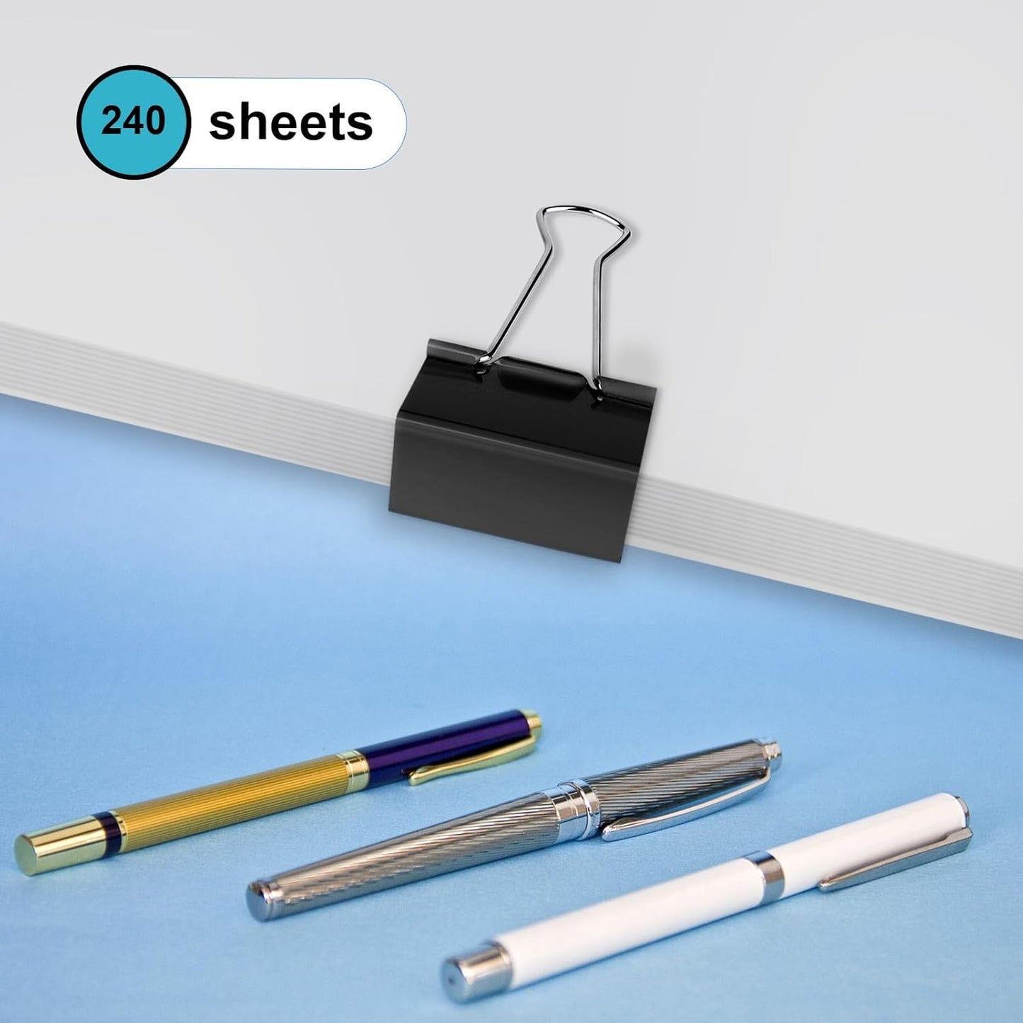 Ufmarine Extra Large Binder Clips Standard 2 inch Length, 1 inch Capacity, 40 Pcs Jumbo Binder Clips for Office