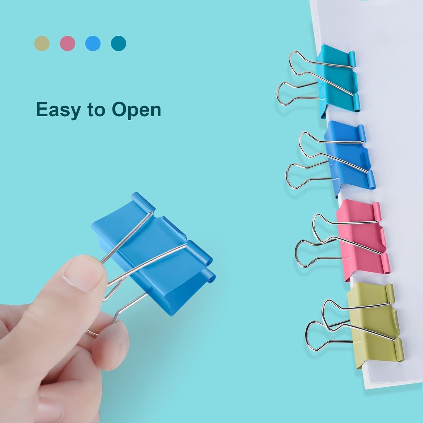 Ufmarine Large Binder Clips 1.6 inch Length, Colorful, for Office (24 Pcs)