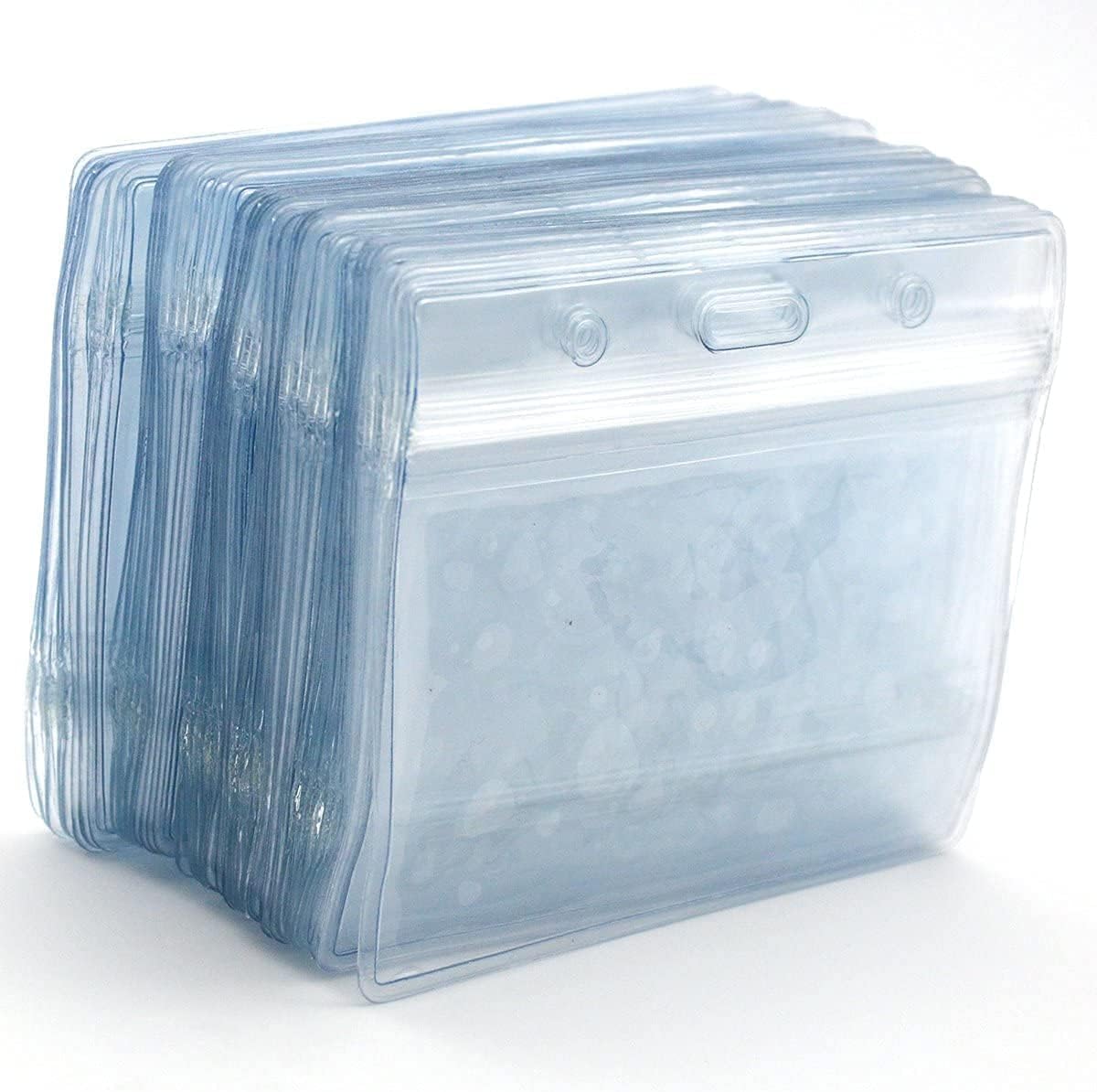 Name Tag 100 Pack Badge ID Card Holders Clear Plastic Horizontal Premium Badge Holder