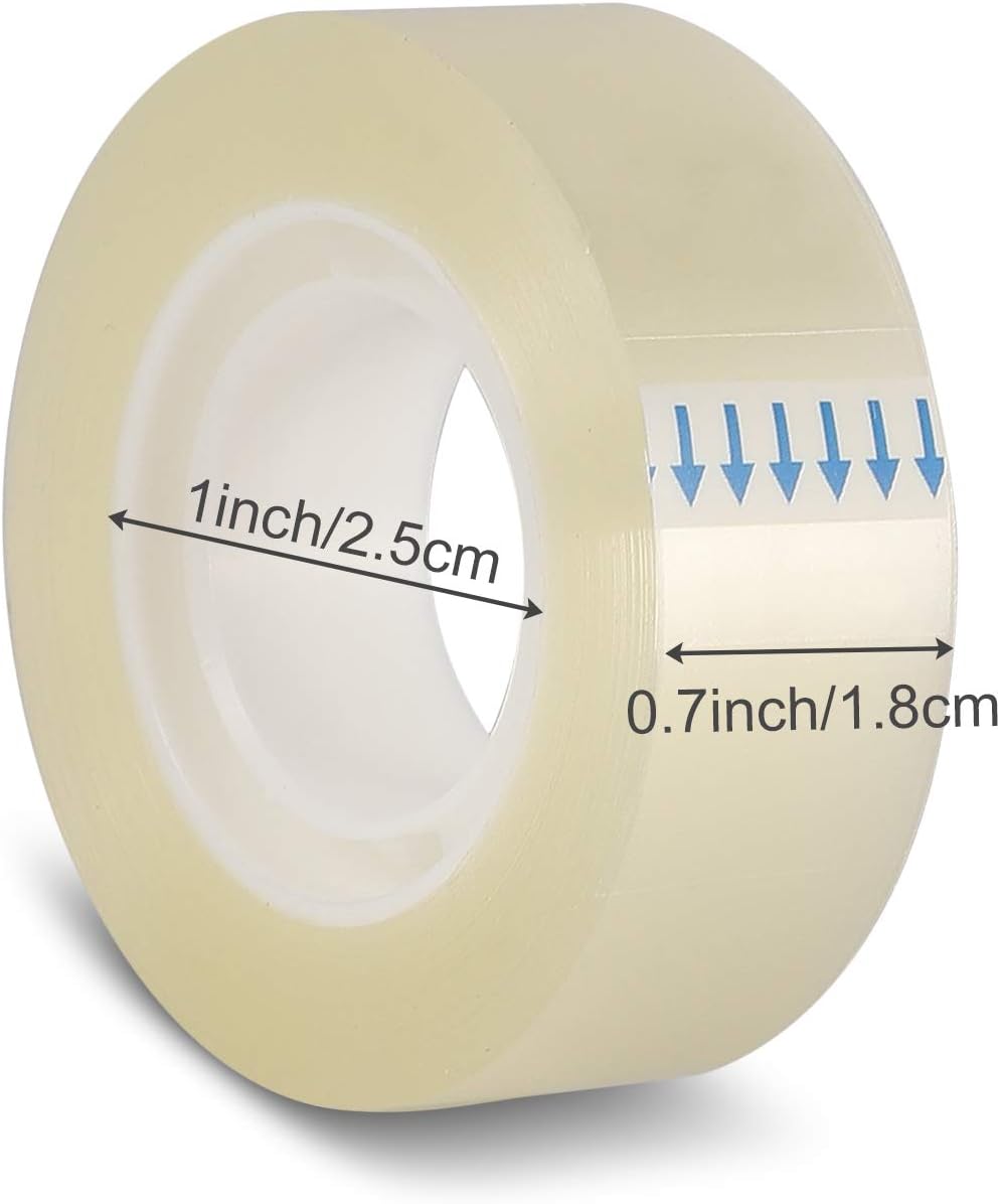 KIDMEN Transparent Tape,Clear Tape for Office,Home,School,5 Dispensered Rolls,0.7 x 1300 Inch