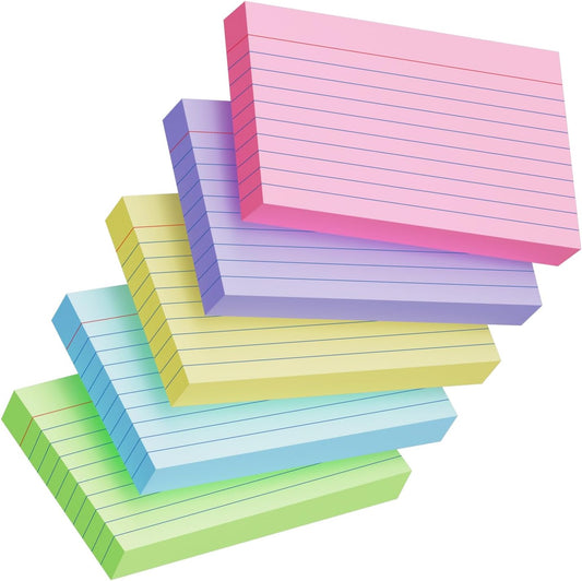 250 Count Index Cards 3x5 Inch 180gsm Heavy Weight Colored Flash Card (50 Sheets Each), Note Taking for Students, Teachers, Professionals, Study Note Cards for Office Home School