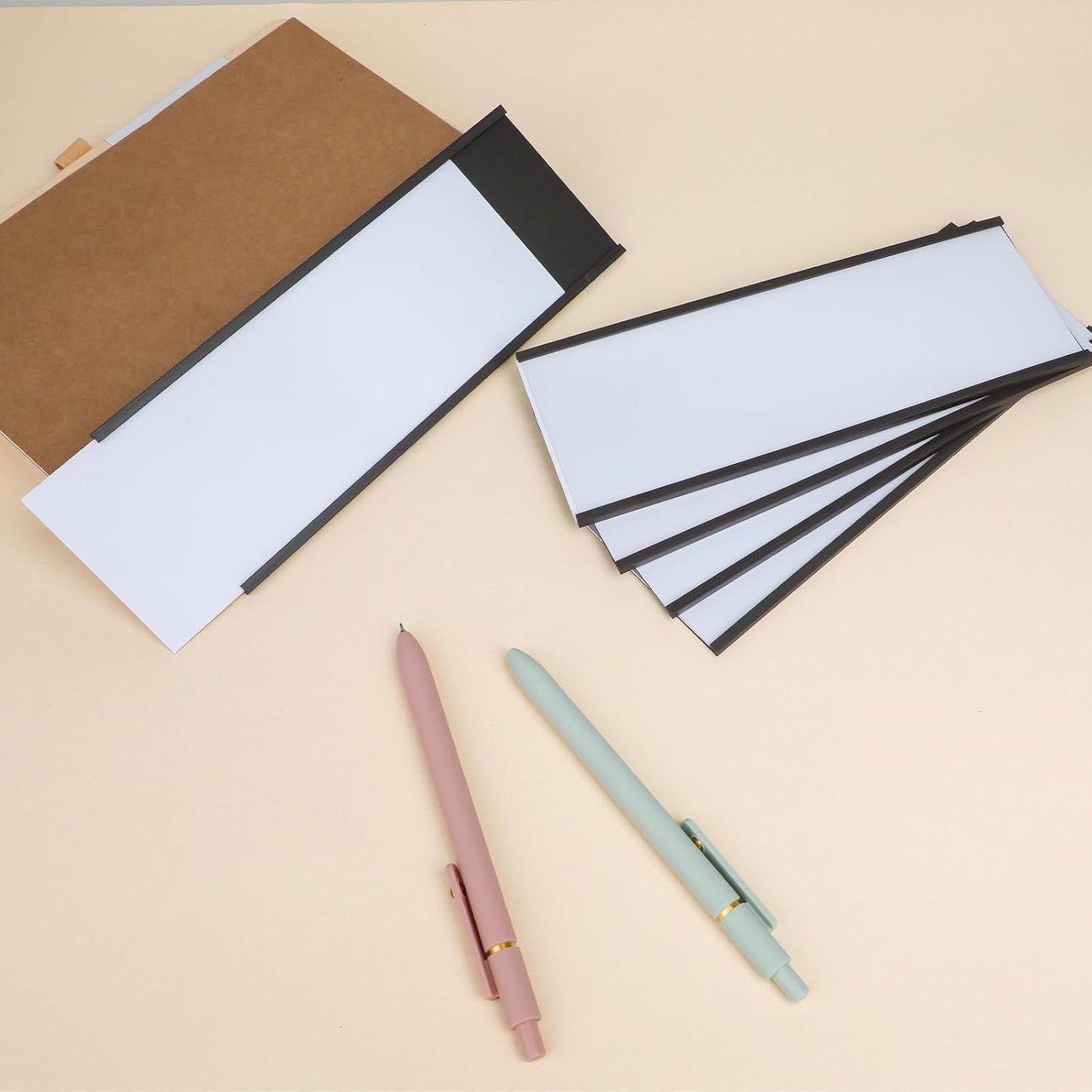 Eeoyu Magnetic Label Holders with Magnets Magnetic Data Card Holders with Clear Plastic Protectors for Metal Shelf, Whiteboard, Set of 50 (3 x 8 Inch)