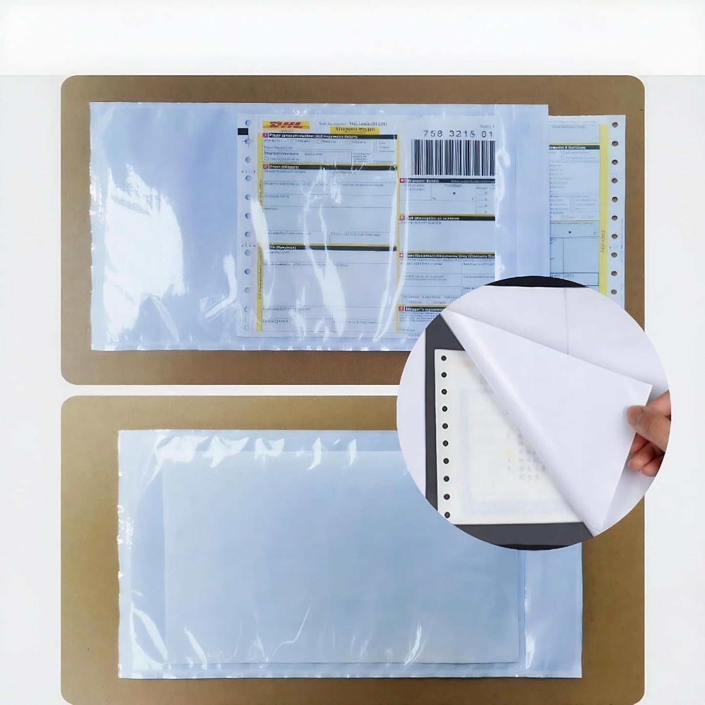 200PCS 9.5" x 12" Self-Adhesive Packing List Envelopes, Clear Mailing Labels for Envelope, Plastic Waterproof Shipping Pouch Enclosed Bags Fit 8.5x11 inch Packing Slip Label Invoice Sleeves