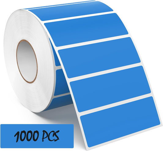 Blue Rectangle Color Coding Labels 3 × 1 Inches, Self-Adhesive Writable Waterproof Vinyl Blank Sticker Roll for Office Home School Business 1000 PCS