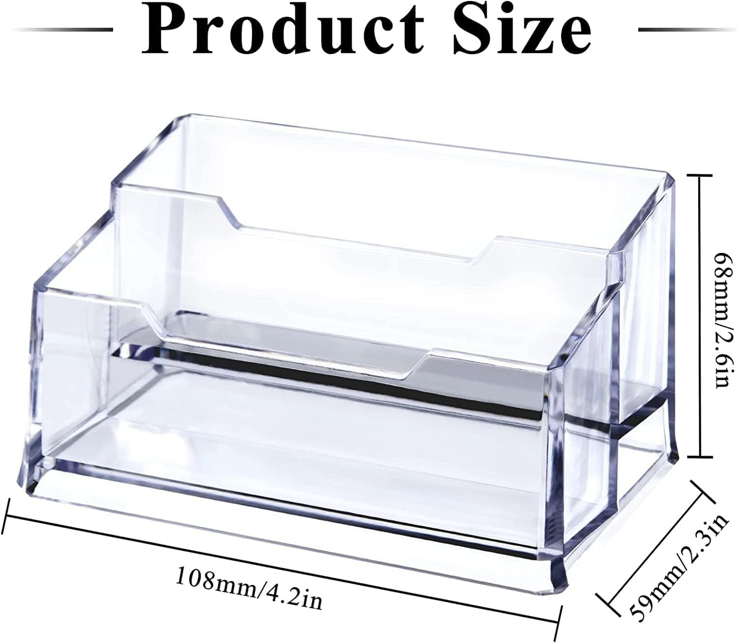 3 Pack Clear Acrylic Business Card Holder,2 Tier Premium Acrylic Clear Business Card Holder Stand for Desk Fits 100 Business Cards