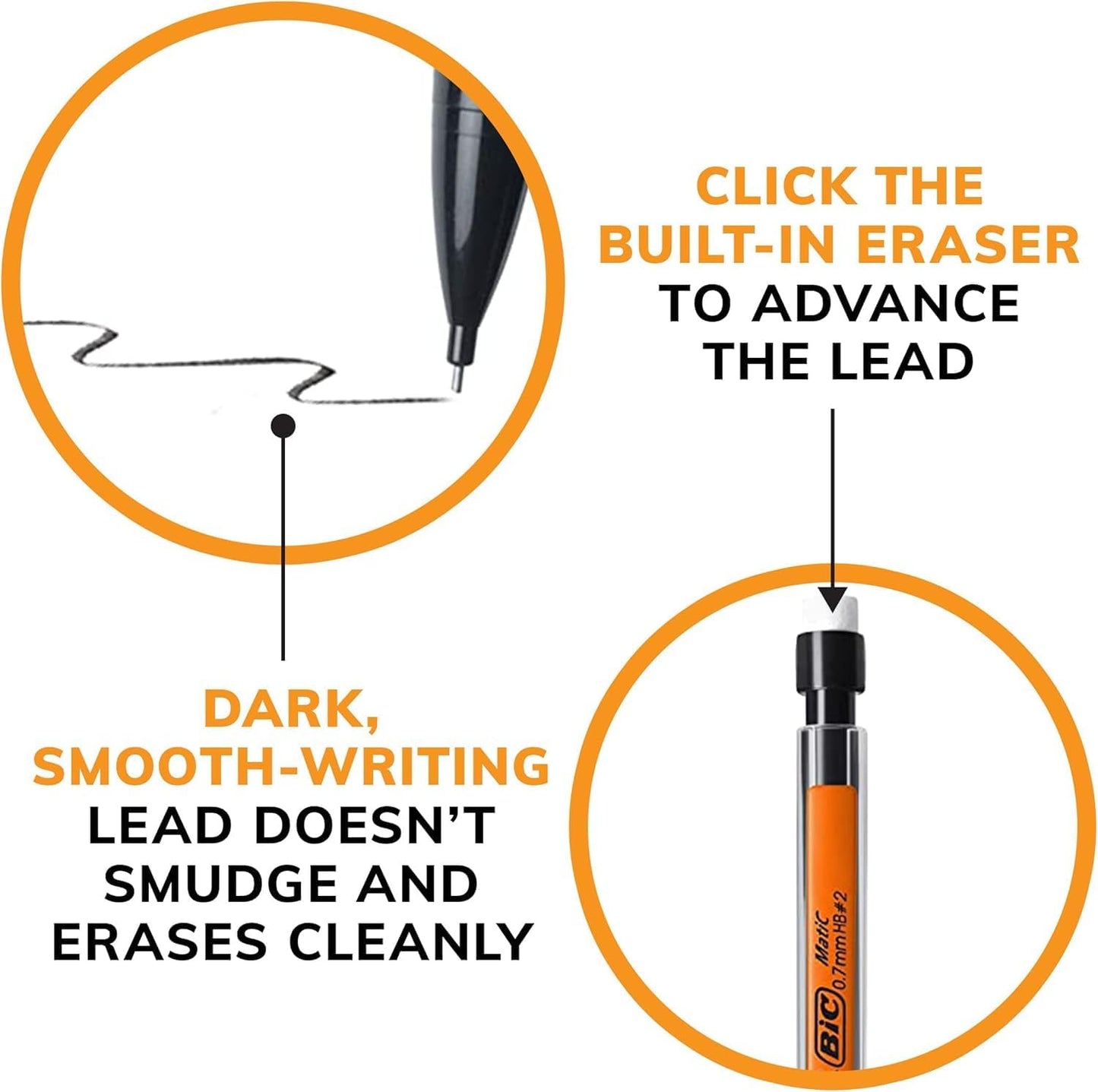 BIC Mechanical Pencils 0.7mm & 0.5mm, #2 EXTRA SMOOTH with Various Color Barrels - Two Assorted Sizes, 80 Pack