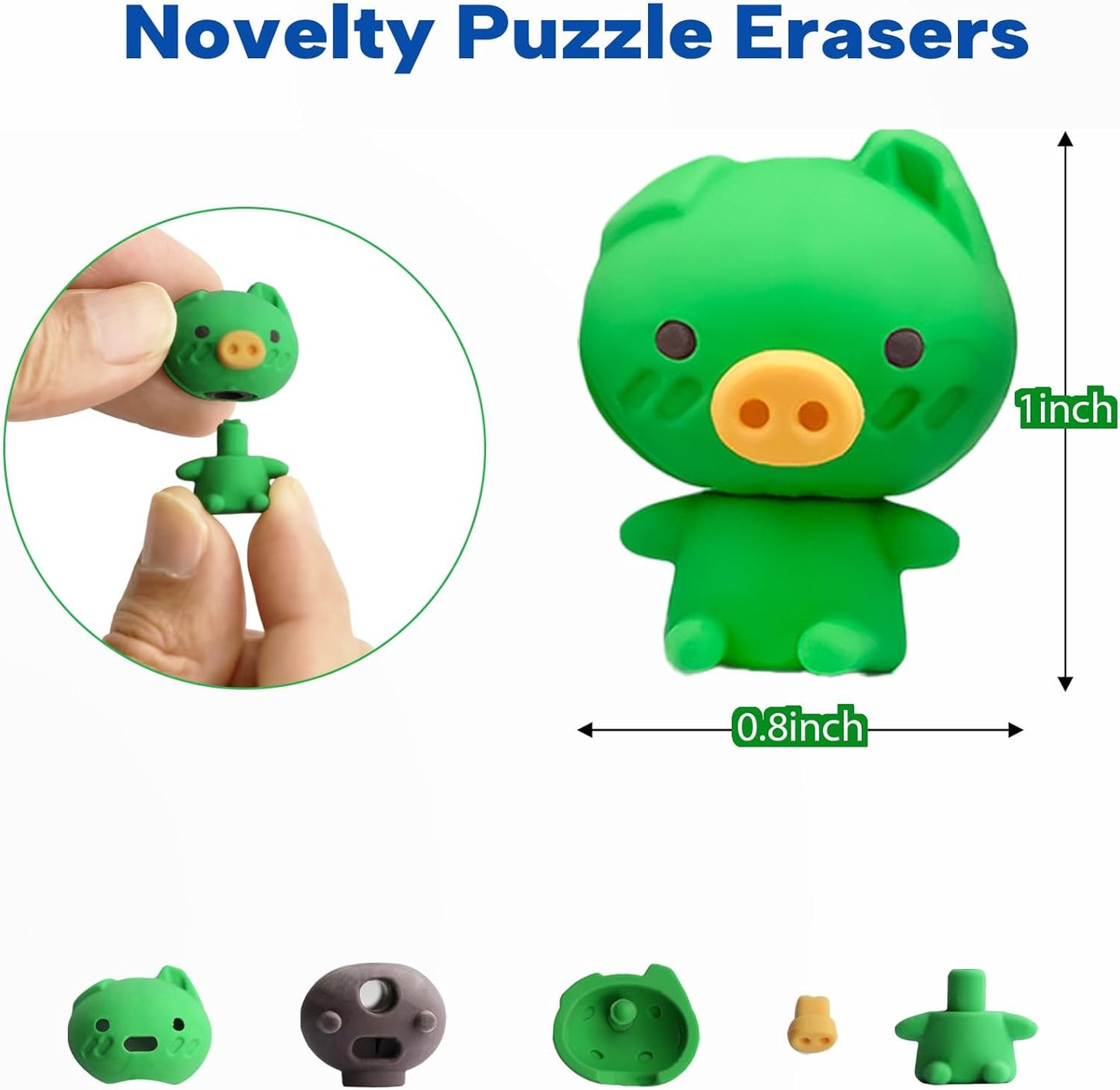 Animal Erasers for Kids, 65 Pcs Pencil Erasers Bulk Mini Animal Erasers Treasure Box Toys for Classroom Prizes School Supplies Party Favors
