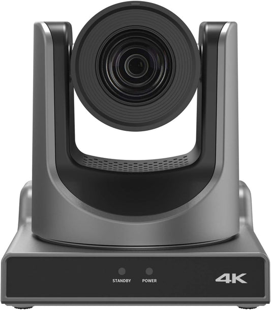 NDI PTZ Camera,4K 20X Optical Camera with IP Live Streaming with Simultaneous 3G-SDI and USB Video Output and Auto-Tracking/Zoom Video/POE/4K Full UHD for Conferences, Church, Teaching
