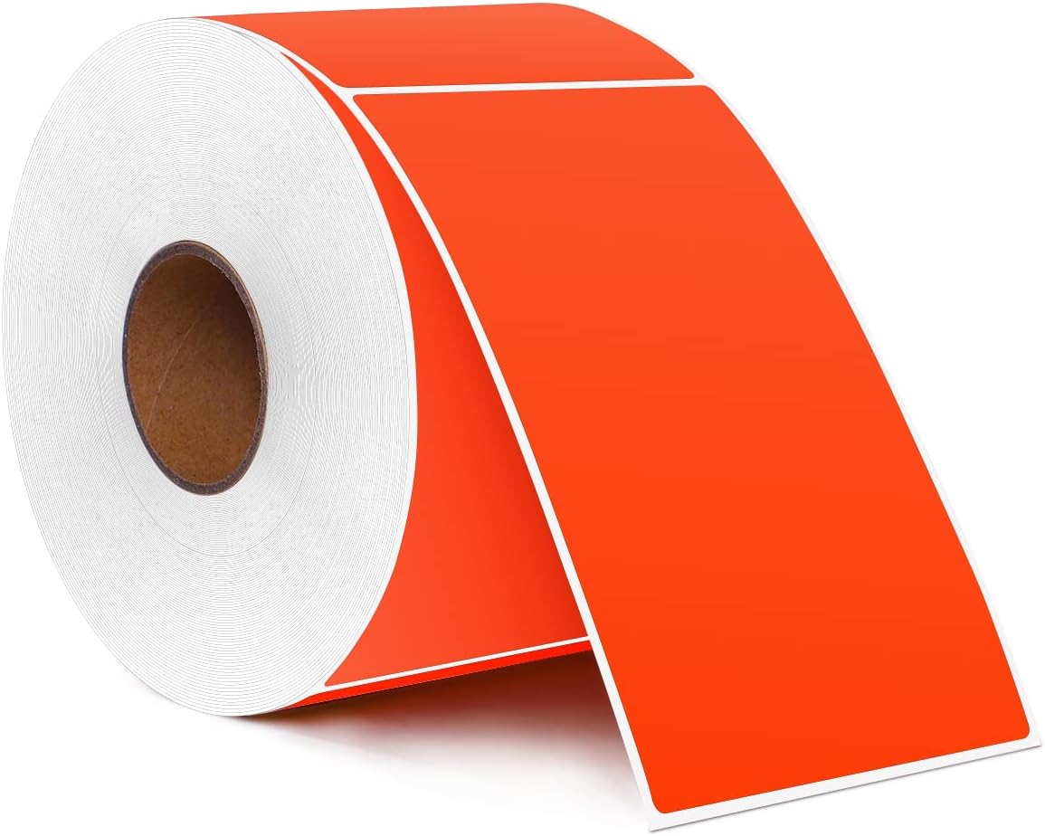 PARLAIM 5" x 3" Rectangle Color Coding Labels,500 per Inventory Labels Color Code Stickers Dispenser Box,Fluorescent Red Sticker Labels for Inventory,Family School Storage Bins Label