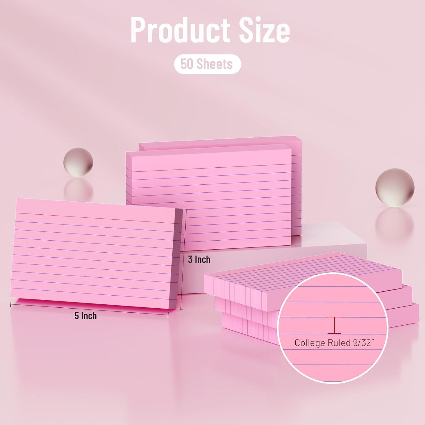 250 Count Index Cards 3x5 Inch Colored Ruled Lined Heavyweight Flash Cards Study Cards with Sturdy Cardstock Durable Flashcards Note Cards for Note Taking, Language Learning, School & Office Supplies