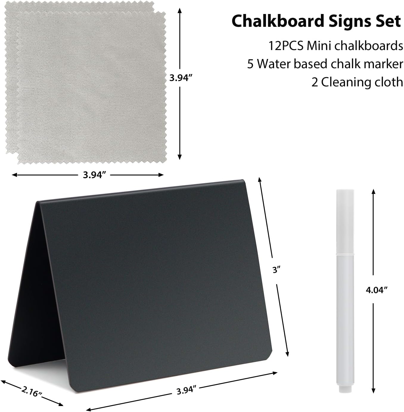 4"x3" Mini Chalkboard Signs Food Labels for Party Buffet Food, 12 Pcs Food Signs Tags for Display, Reusable Tabletop Small Message Chalk Board Signs for Tables Place Cards Wedding Bakery Birthday