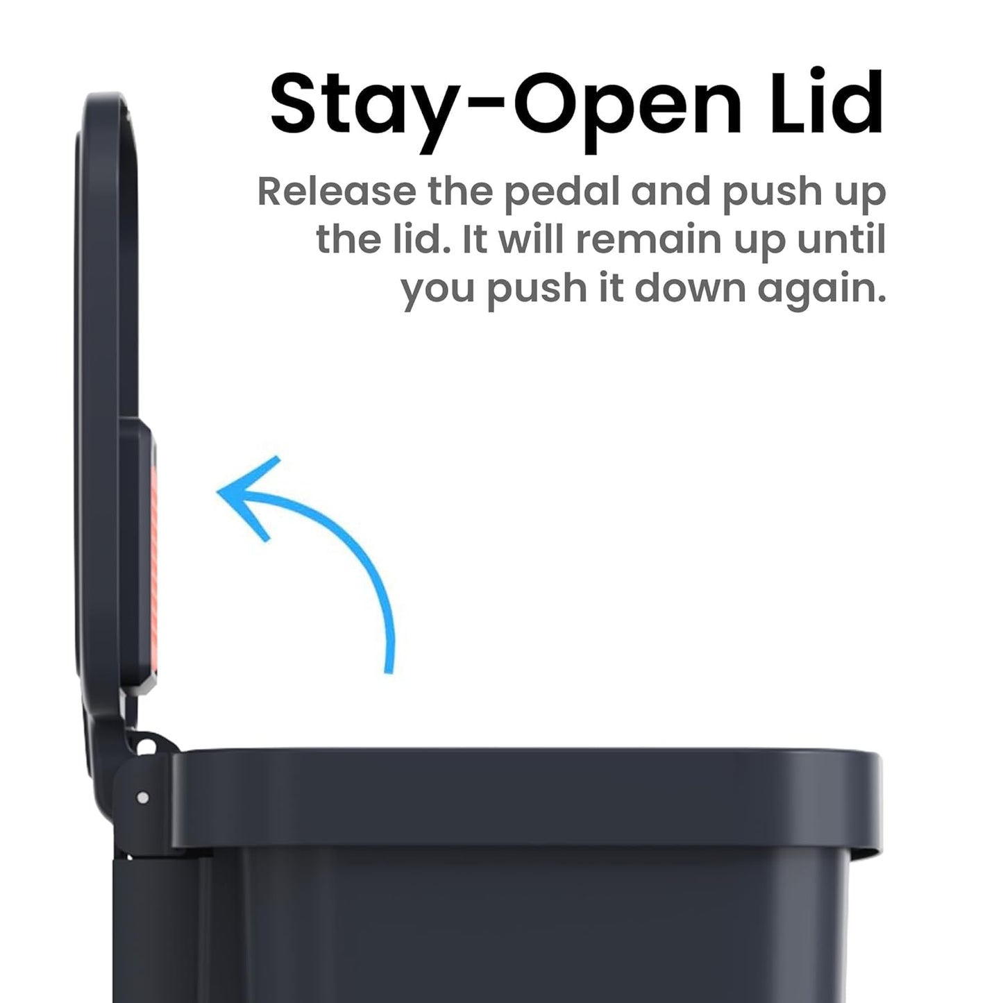 iTouchless SoftStep 13.2 Gal / 50L Step Pedal Kitchen Trash Can with Odor Filter, Stainless Steel Trim Dent-Proof Durable Construction, Garbage Bin with Lid for Home Office, Bedroom, Black Plastic