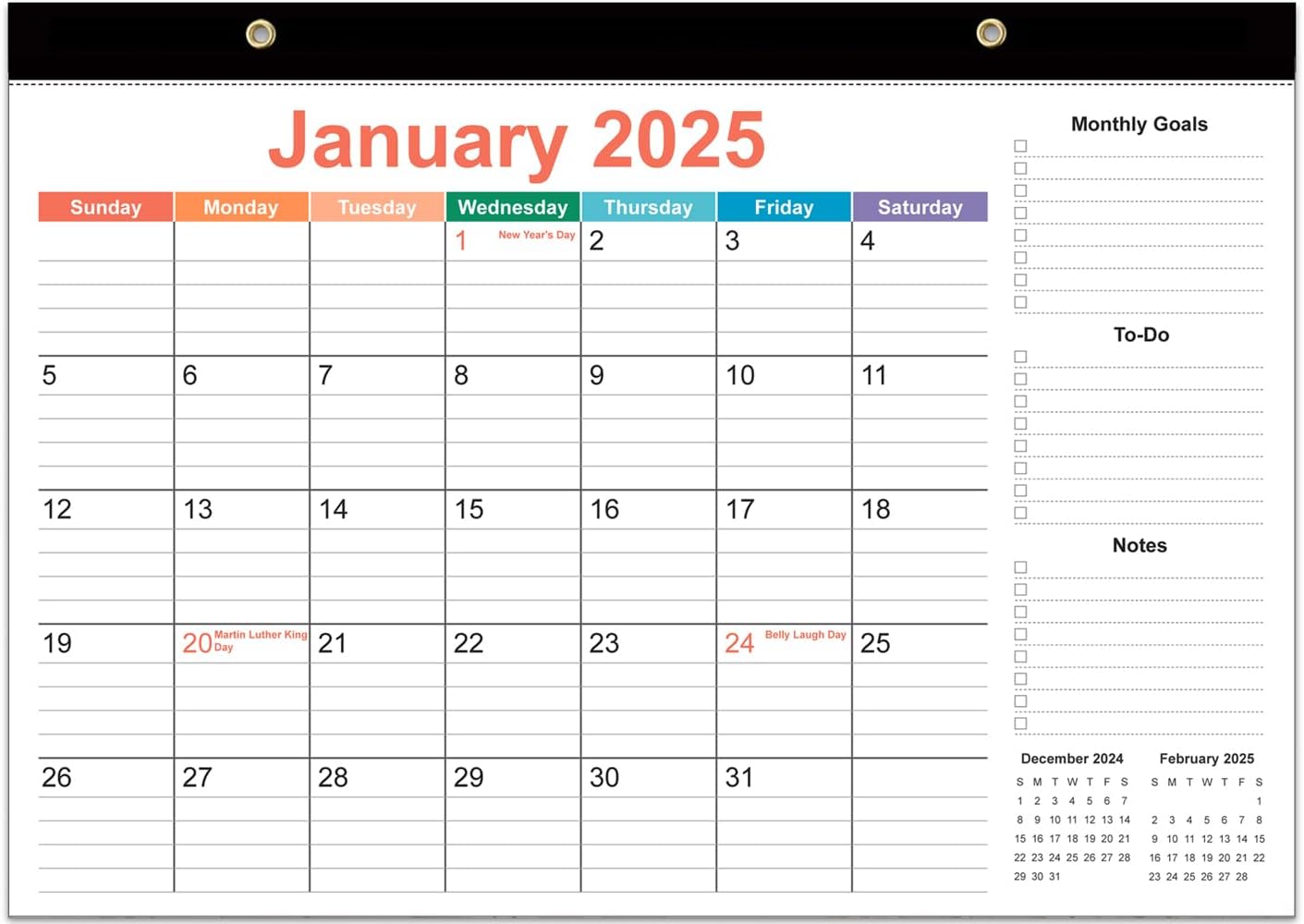 2025-2026 Desk Calendar - 18 Months Calendar from January 2025 to June 2026, Desk Calendar 2025-2026 with Thick Paper, 12" x 17", Colorful