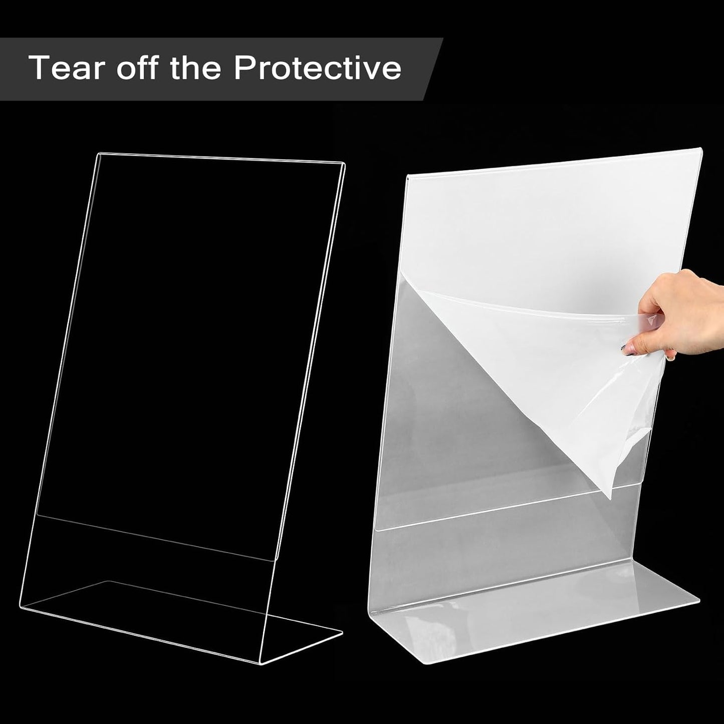 Qilery 12 Pcs 11 x 17 Inch Acrylic Sign Holder Clear Display Stand Frame Table Top Slant Back Plastic Sign Holder Flyer Document for Menu Workers Teachers Office School Desktop