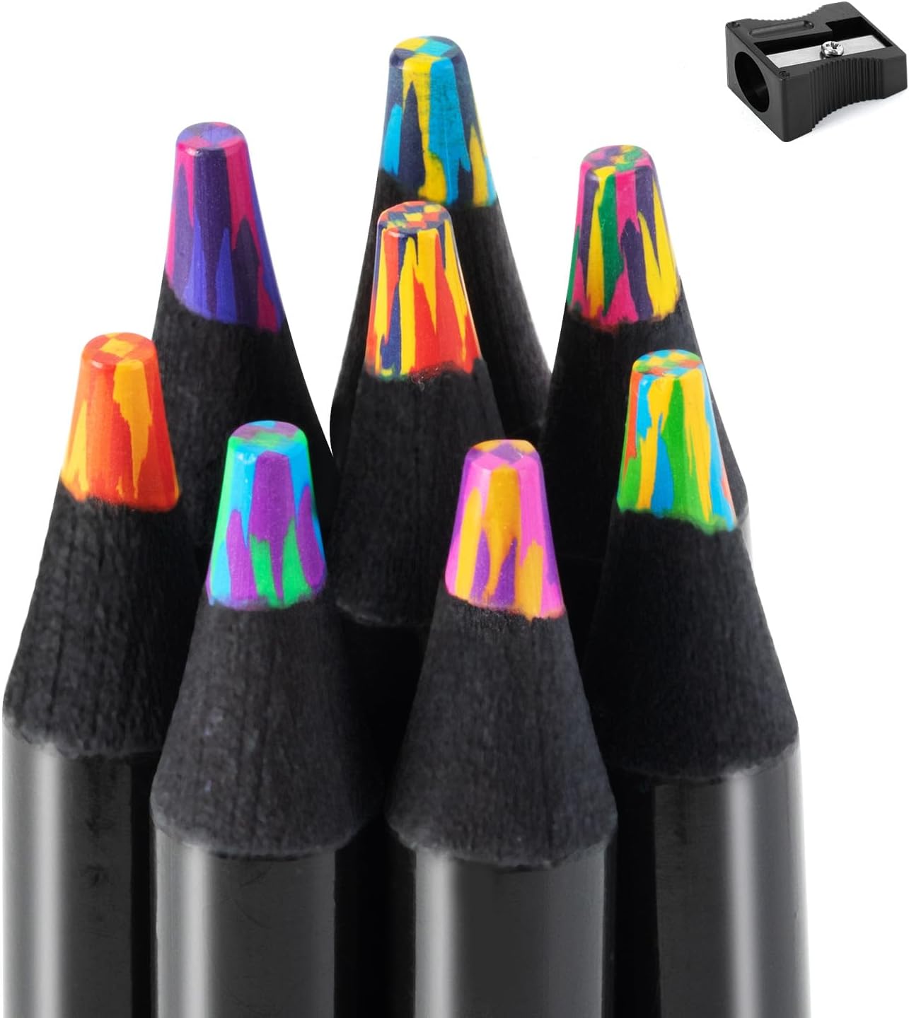 Stocking Stuffers for Kids, 8 Pieces Art Supplies Colored Pencils, Jumbo Rainbow Pencils with Sharpener, Multicolored Pencils for Drawing, Coloring, Christmas Gifts, Party Favor Bags