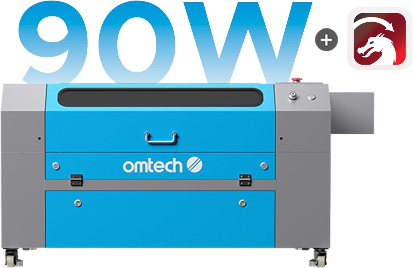 OMTech 90W CO2 Laser Engraver with LightBurn, 28"x20" Cutting & Engraving Machine with Air Assist, 4-Way Pass, Caster Wheels, RDWorks, for Wood, Glass, Acrylic & More