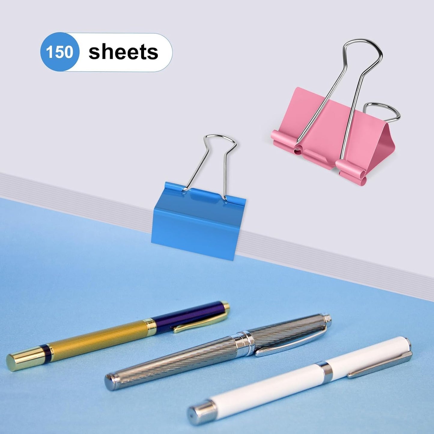 Ufmarine Large Binder Clips 1.6 inch Length, Colorful, for Office (24 Pcs)