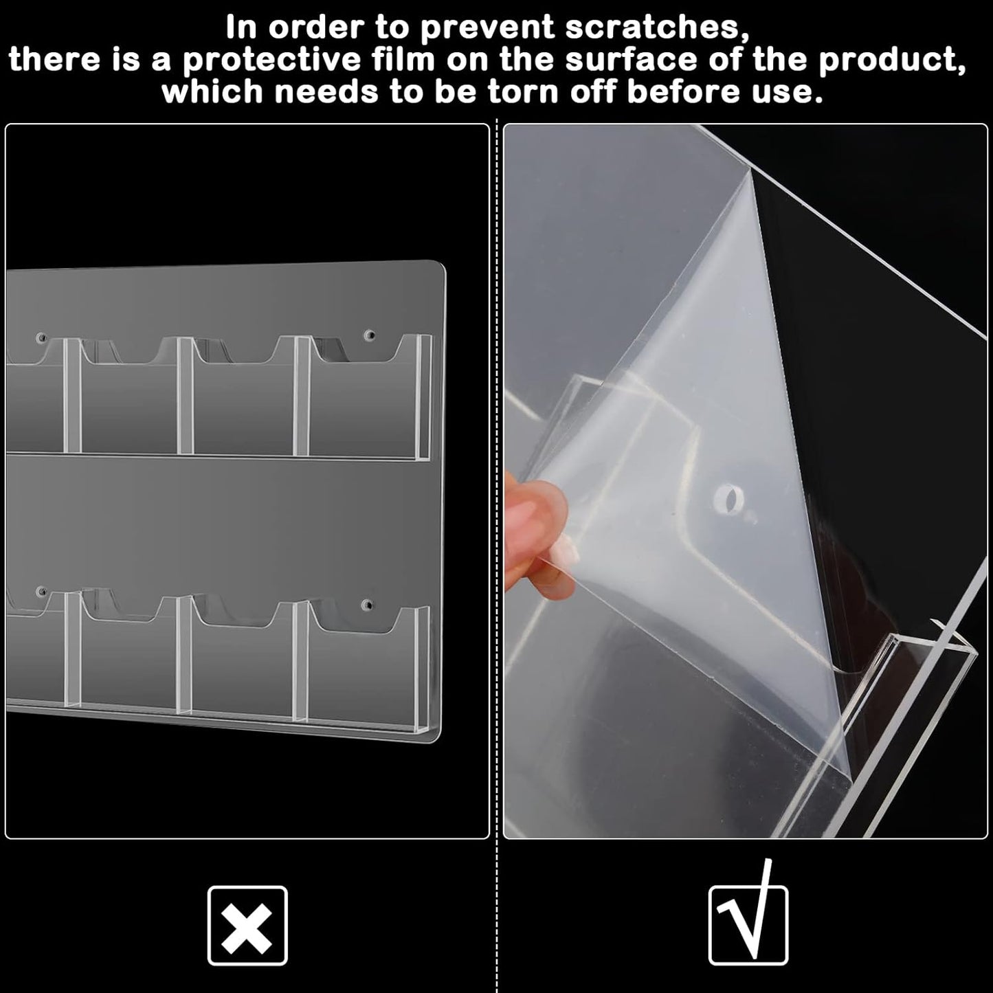 Eersida Acrylic Brochure Pamphlet Holder Brochure Display Stand Business Tri Fold Multi Slot Holder Rack Wall Mount Clear Pocket Space Saver for Flyer Literature Menu Advertise