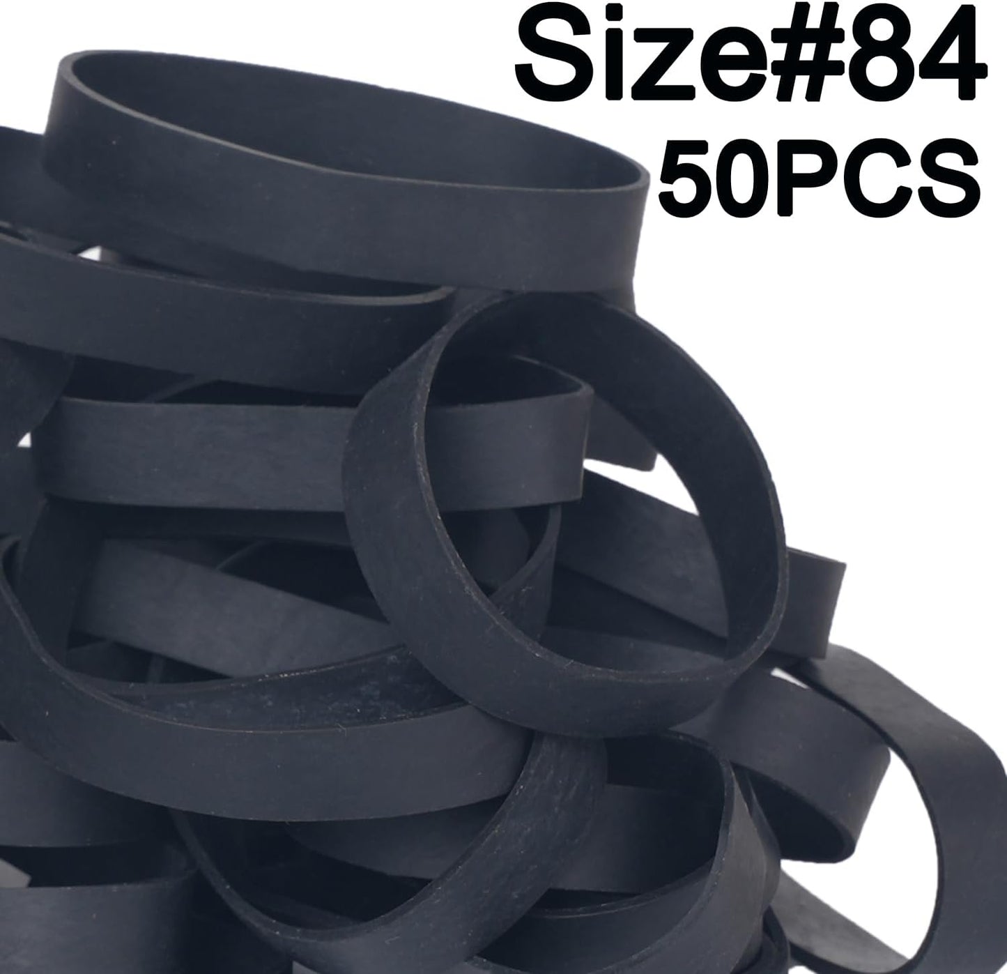 Tactical Rubber Bands Size #84,Elastic Band Black 50Pcs Heavy Duty Wide For Office Home Supplies (3-1/2" x 1/2'')