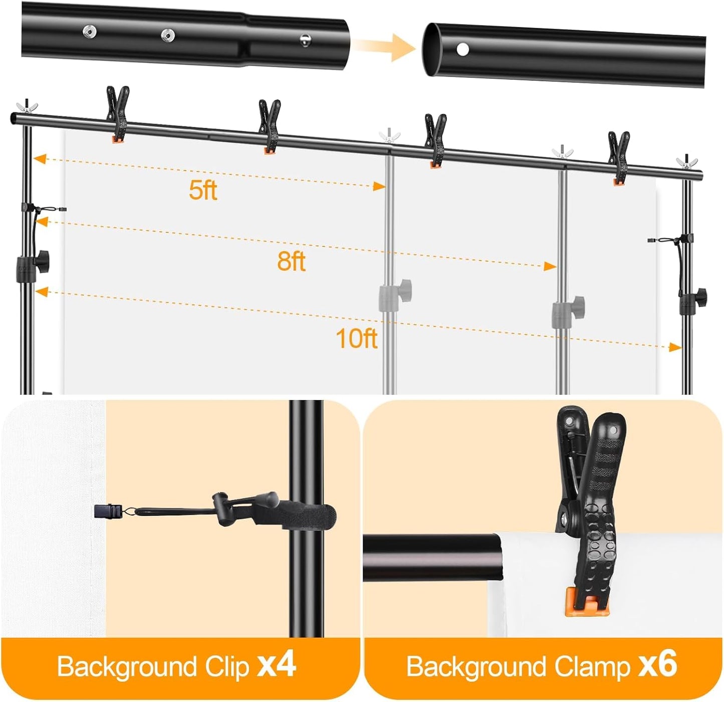 EMART Photo Backdrop Stand kit, 9 x 10 ft Back Drop Adjustable Frame for Photography, Photoshoot Banner Background Support Holder for Parties Dectoration