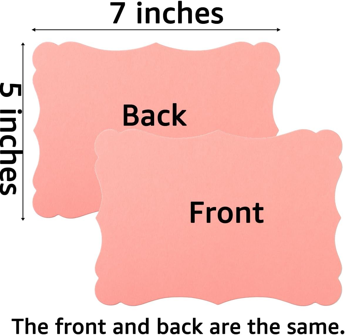 50 Pack Blank Kraft Cards Cardstock Thick Paper Brown Greeting Cards for DIY Gift Card Menus, Baby Shower and Wedding Invitations (Pink, 5 Colors, 5x7IN)