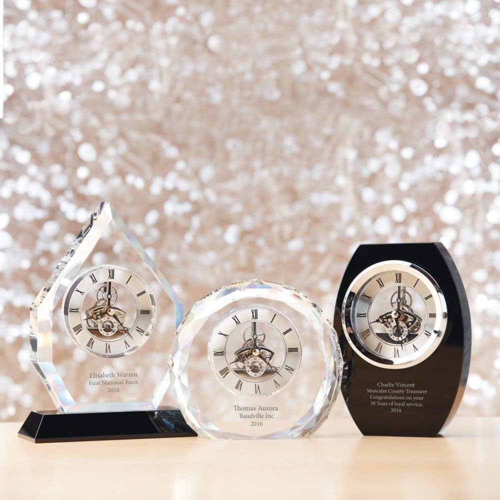 Baudville Engraved Clock Trophy - Executive Crystal - Round Shape