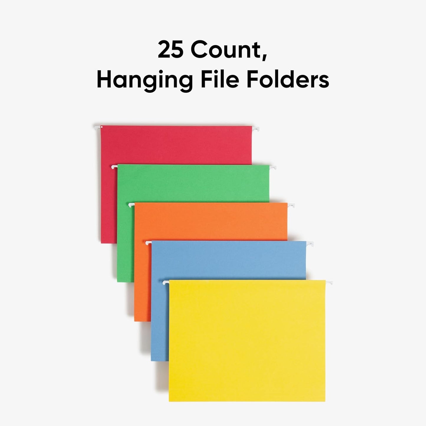 Smead Standard Hanging File Folders, 25 Count, Assorted Primaries, 1/5-Cut Adjustable Tabs, Letter Size (64059) (Pack of 2)