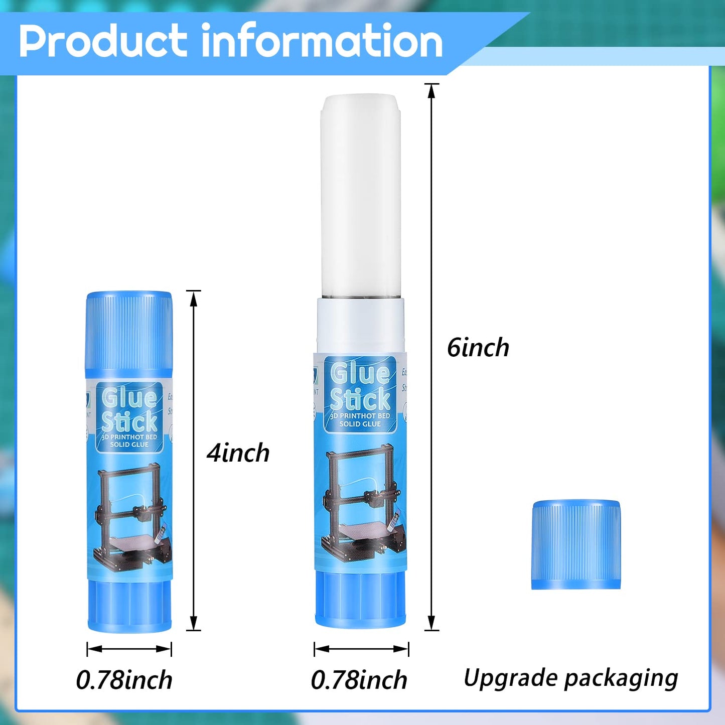 Outus 6 Pack 3D Printer Glue Sticks for Hot Bed PVP 3D Printer Adhesive Solid Glue Sticks for Hot Bed Removing Printing Models