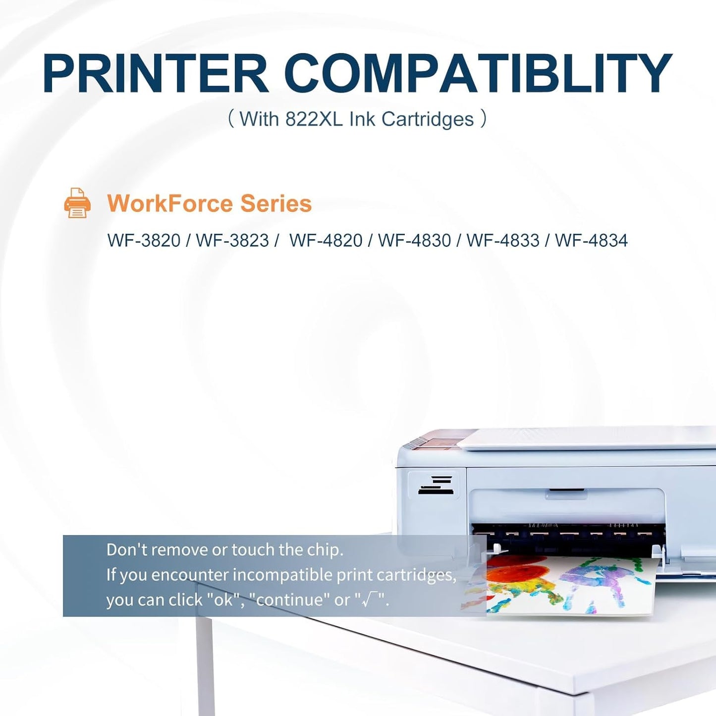 822XL Ink Cartridges Combo Pack Remanufactured Replacement for Epson 822XL Ink Cartridges 822XL Work for Epson WF-3820 WF-4820 WF-4830 WF-4833 WF-3823 WF-4834 Printer (4 Pack)