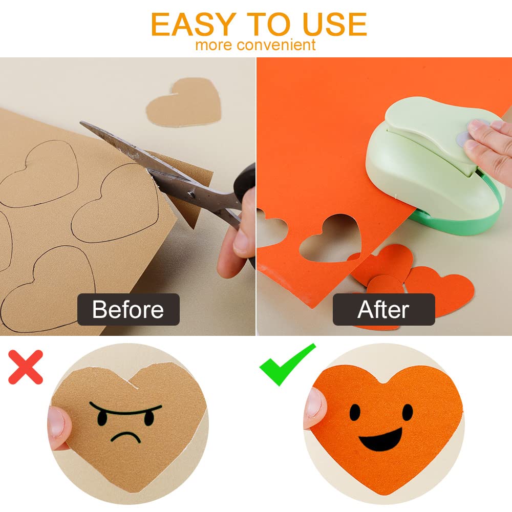 UCEC 2 Inch Heart Punch, Heart Paper Punch Shapes, Large Decorative Craft Hearts Hole Puncher for Kids Paper Crafts, Card Making, Scrapbooking, Hearts Shaped Hole Punch