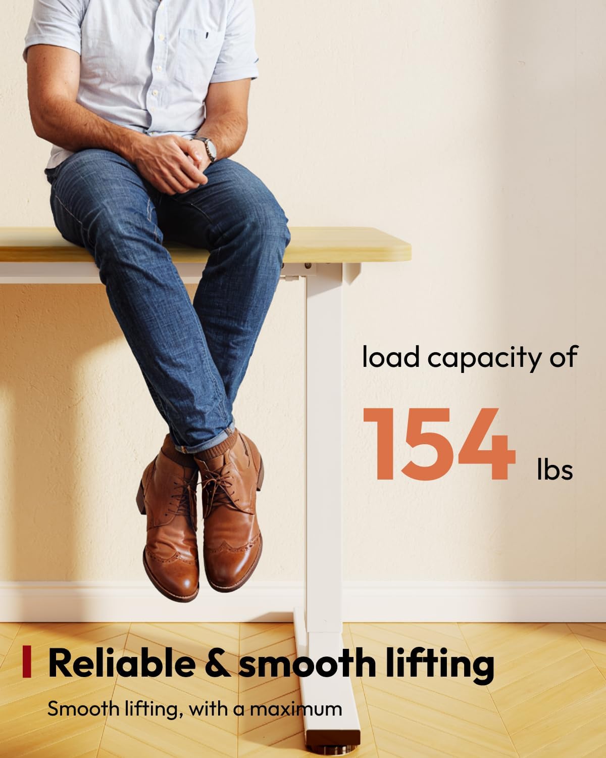 SANODESK Standing Desk Height Adjustable Electric 40x24 Inches Sit Stand Desk for Home Office with Splice Board, White Frame/Maple Top