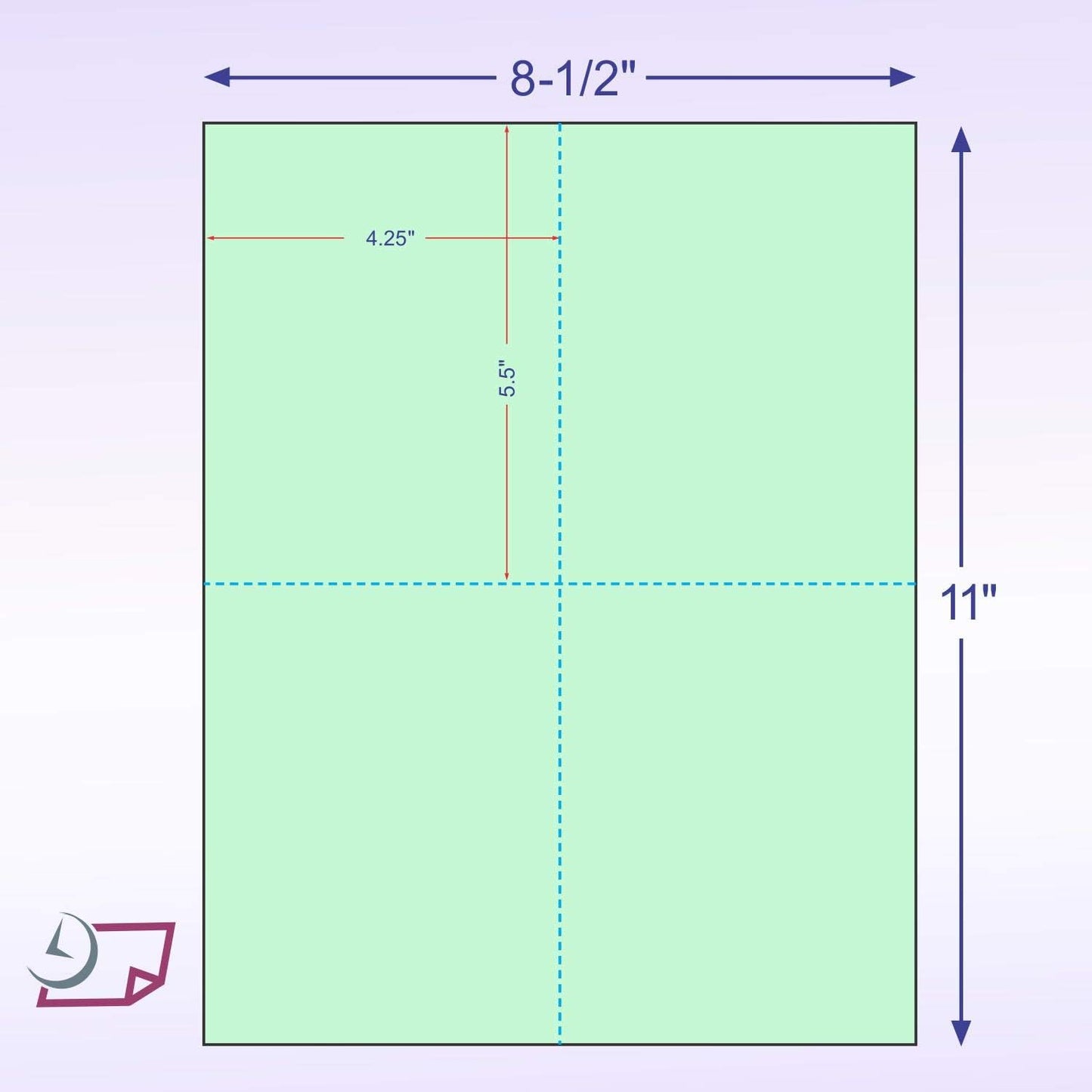 8-1/2" x 11" Laser/Inkjet Postcards 4 Per Page, (4-1/4" x 5-1/2" Each Card | Green, 200 Cards)