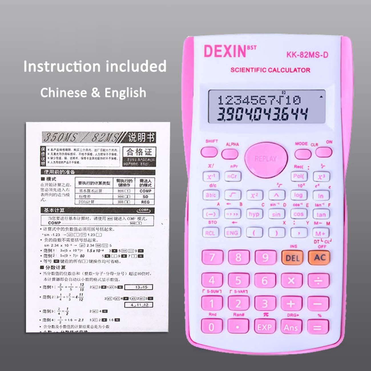 Scientific Calculators Desktop, Scientific Calculators for Students, Scientific Calculator 240 Functions 2 Line 10+2 Digits, Desk Math Calculator for School (Pink and White)