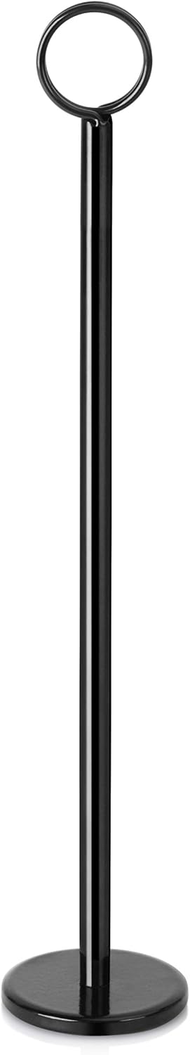 New Star Foodservice 27716 Ring-Clip Table Number Holder/Number Stand/Place Card Holder, 12-Inch, Set of 12, Black Finish