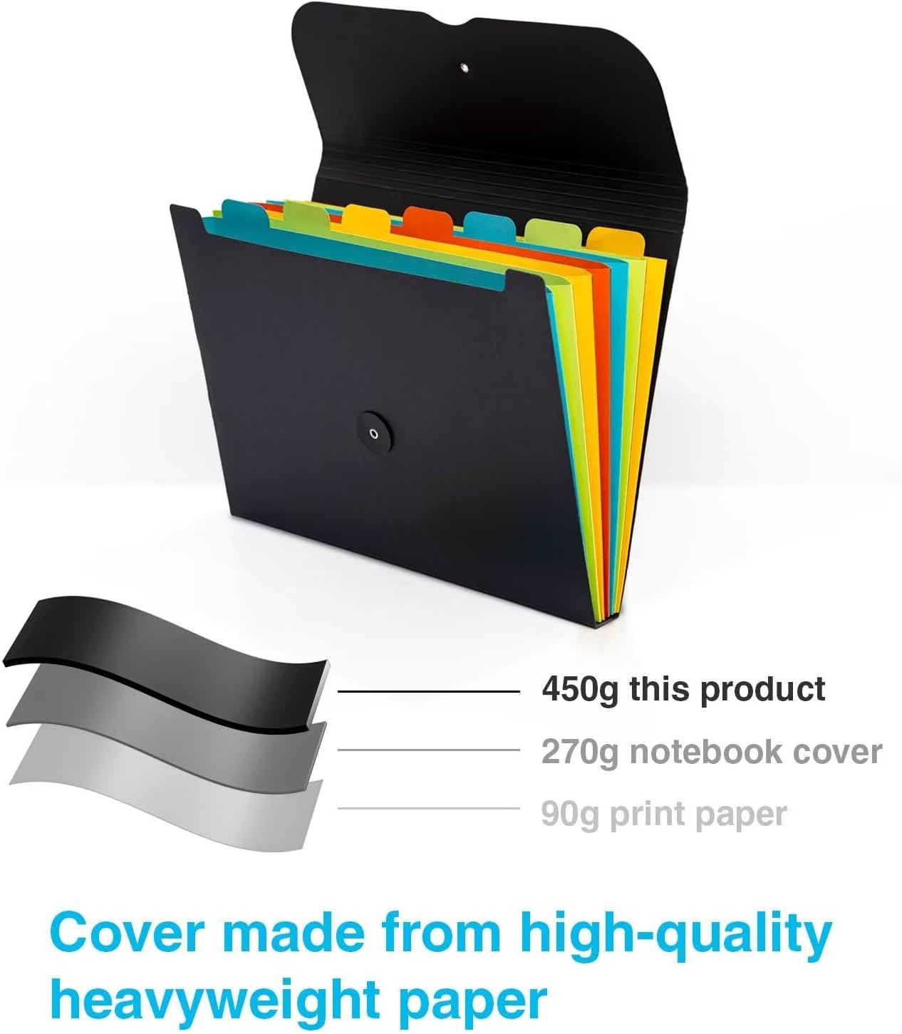 Blue Lake ECOLIFE Expanding File Folder Accordion Plastic Free 7 Pocket Rainbow Divider Expandable Folders Organizer Black