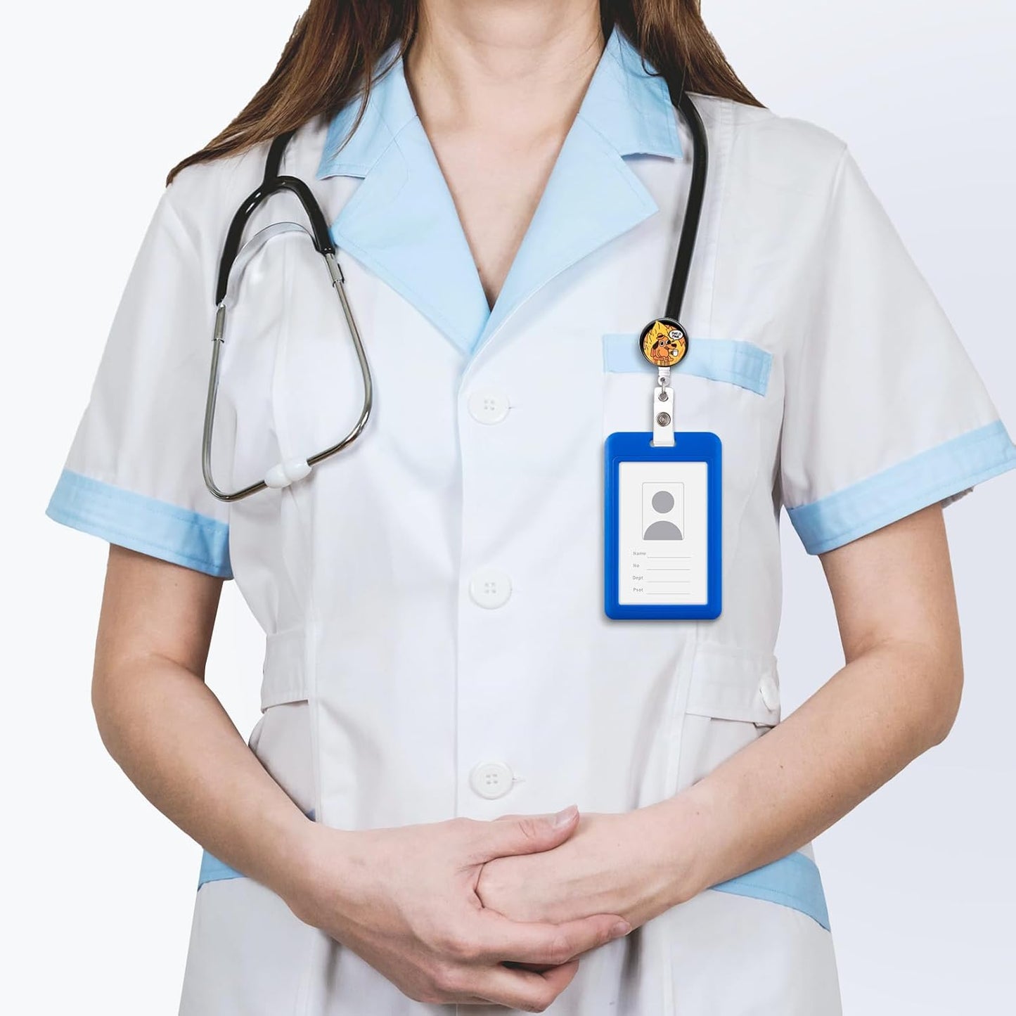 Badge Reel, Funny Badge Holder, Cute Badge Clip for Nurse, This is Fine Dog Retractable ID Badge Clips, Office Name Badge Accessories, Nursing Student Gifts