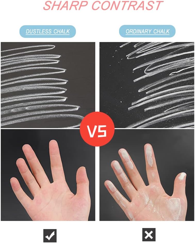 Non-toxic Dustless Chalk With Holder for Kids Colored Chalk Whiteboard Art Tool for Blackboard Kids Children Drawing Writing,24PCS