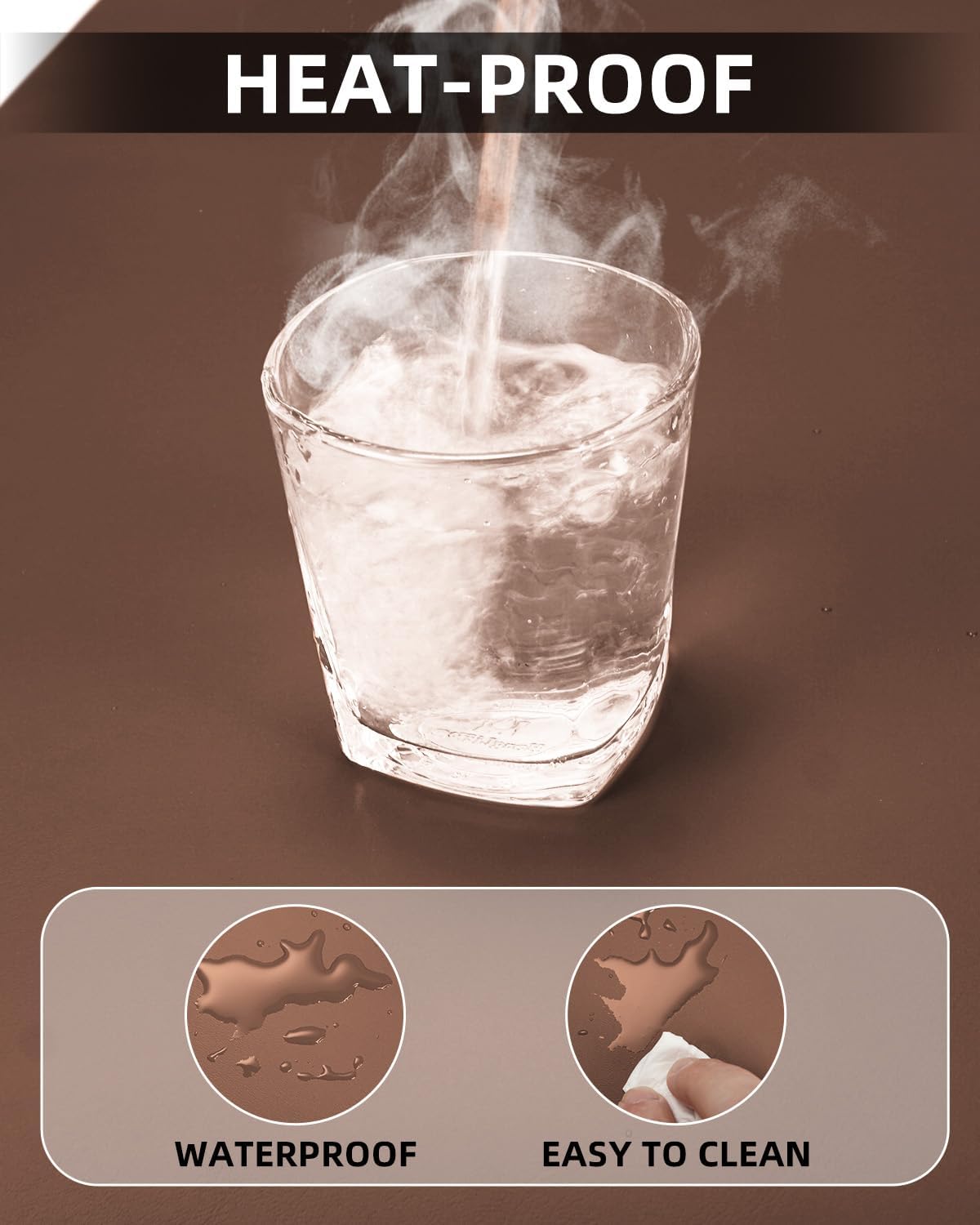 Leather Desk Pad Protector,48"x 17"Desk Mat Large, Mouse Pad, Non-Slip PU Leather Desk Blotter,Waterproof Desk Pad for Office/Home Brown