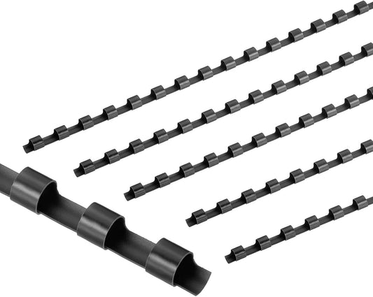 PATIKIL 6mm (1/4") Plastic Binding Combs, 50 Pcs 21 Rings Comb Binding Spines 20 Sheet Capacity Letter Size for Binding Paper Sheets, Black