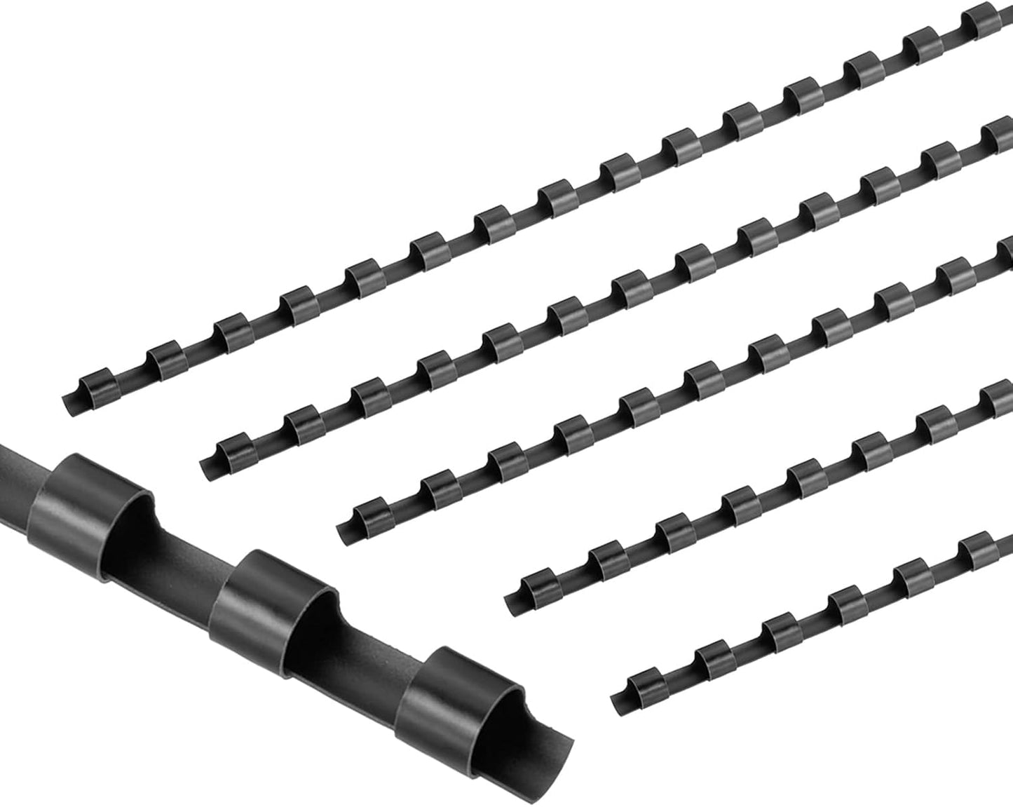 PATIKIL 6mm (1/4") Plastic Binding Combs, 100 Pcs 21 Rings Comb Binding Spines 20 Sheet Capacity Letter Size for Binding Paper Sheets, Black