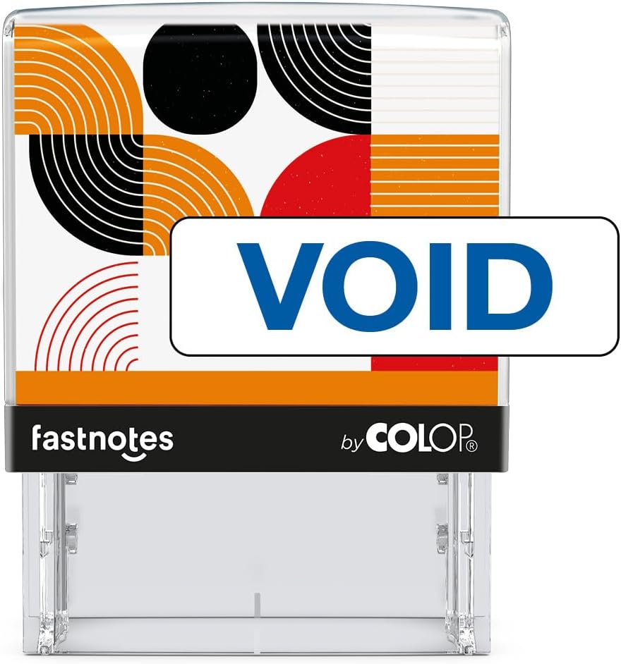 Fastnotes Void Self-Inking Rubber Stamp by COLOP - Great for Office Documents, Notary, Warehouse, Accounting Paperwork, Business, and Legal Documentation - Blue Ink (Void- Blue)