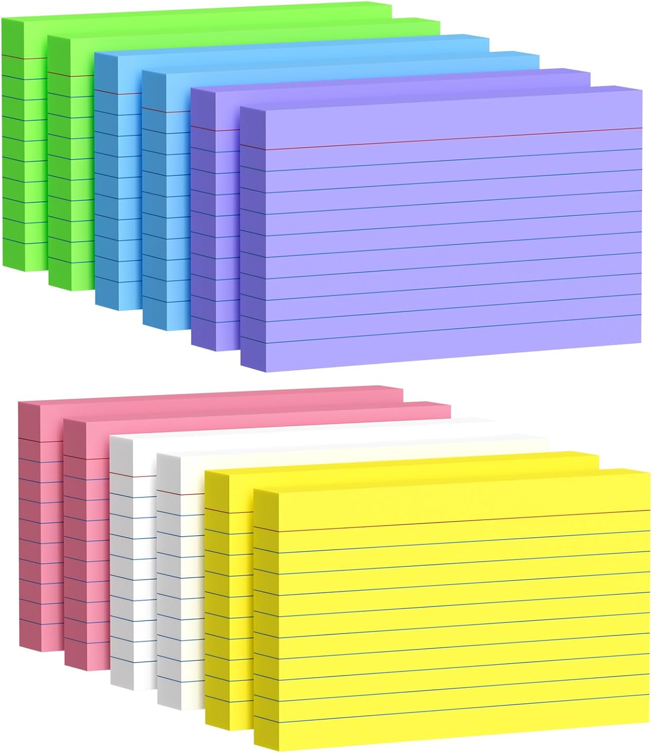 Index Cards 3x5 Inch, 600sheets, Flash Cards,Ruled Lined Colored Note Cards Paper For Studying, Schools Supplies, College, Office And Home Organization, Note Taking Supplies