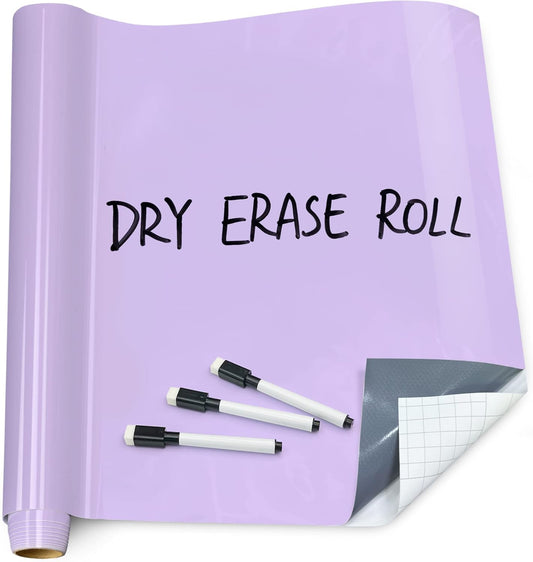 T&W SAME FILM White Board Dry Erase-Colorful Whiteboard Wall Sticker Roll 17.3''X78.7''-Self Adhesive Dry Erase Paper for Desk/Glass/Fridge/Office/Door/Classroom/Kids/Adults-3 Marker-Purple