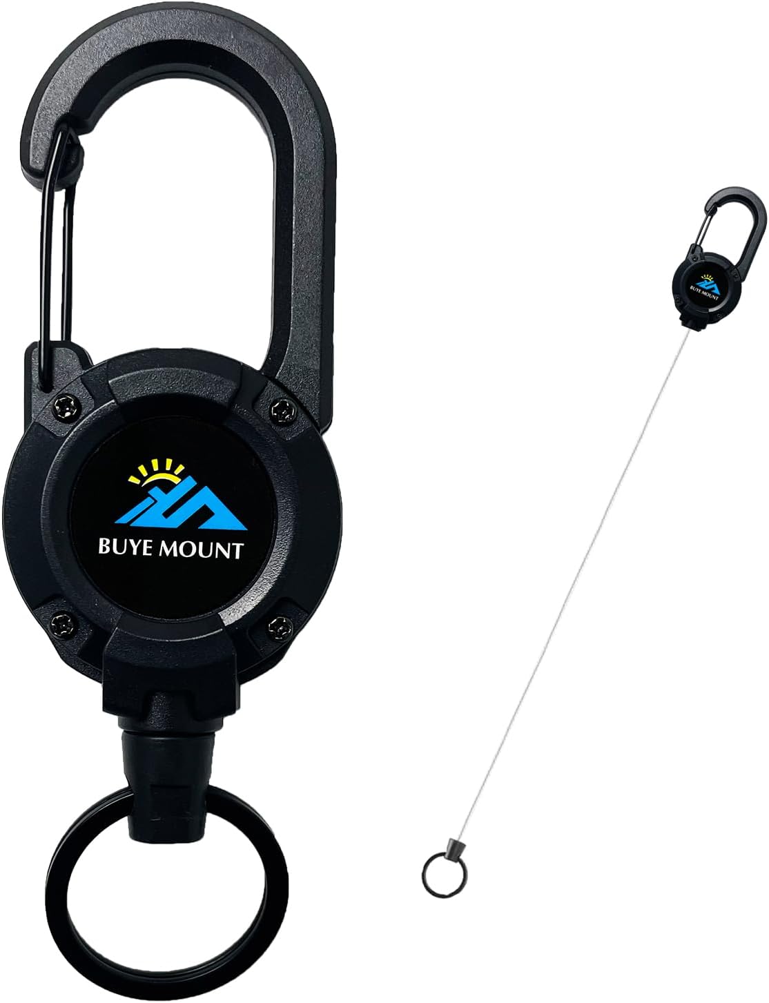 Retractable Keychain Heavy Duty, Multitool Carabiner Badge Holder, Retractable Keychain Clip Id Holder, Upgraded 58cm Stainless Steel Cord, Suitable for Men and Women Black