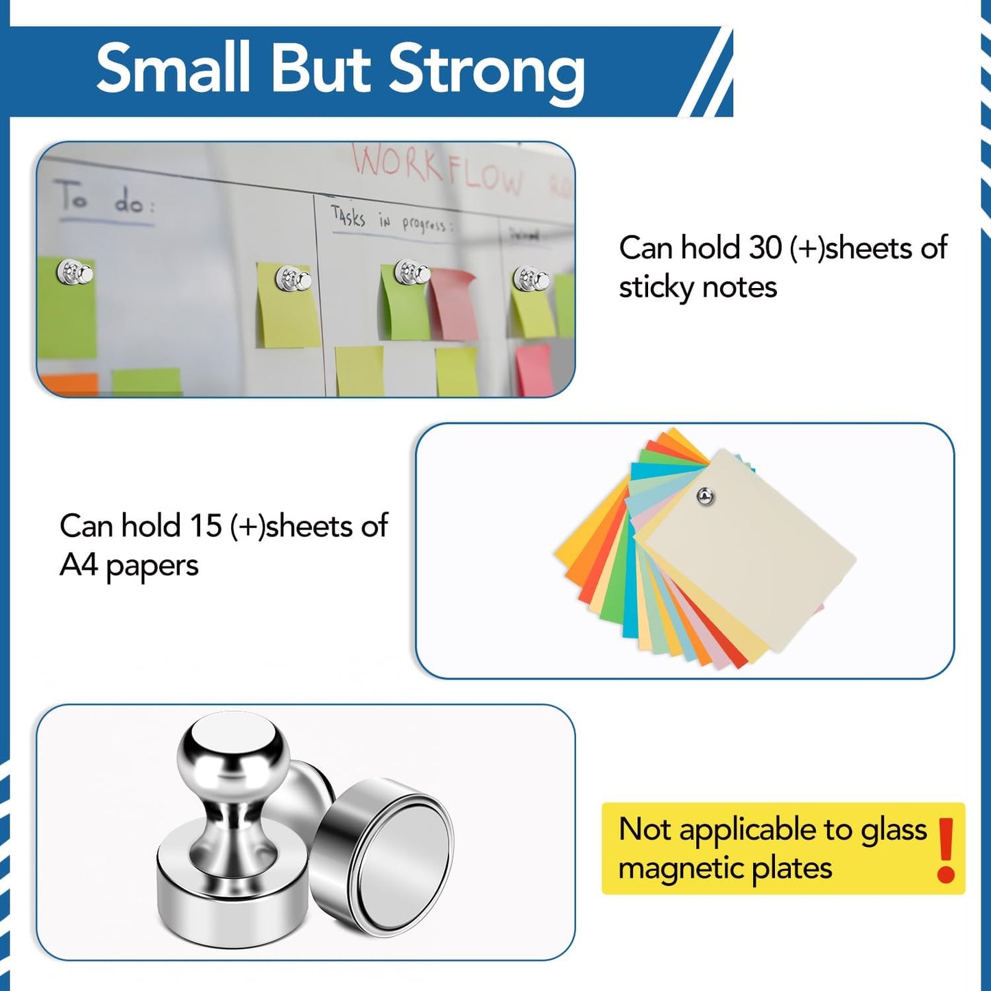 LOVIMAG 18Pcs Modern Minimalist Refrigerator Magnets, Strong Neodymium Metal Fridge Magnets for Whiteboard, Kitchen, Office, School