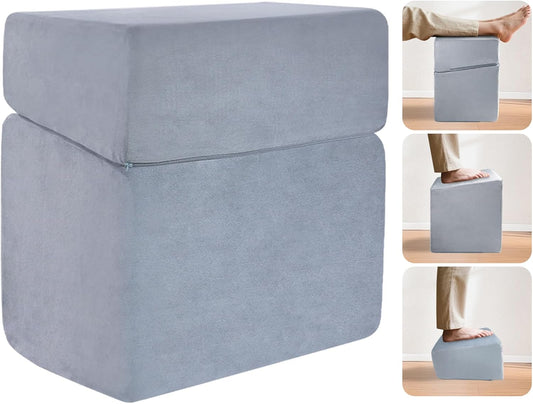 Adjustable Foot Rest for Under Desk - 3-in-1 Ergonomic Foot Stool with Zipper Connection, 6.3"/11.8"/16" Height Adjustable for Office, Home & Gaming (Gray)