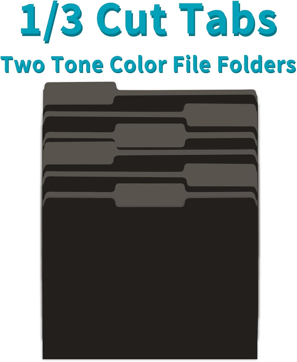 36 Packs Colored File Folders,Black File Folders,Two Tone Color File Folder 8.5 x 11 Inch,1/3 Cut Tabs Letter Size,Manila File Folders for Office,School and Home,Organization
